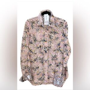 Robert Graham multi-colored eyelet shirt & contrasting cuffs & collar